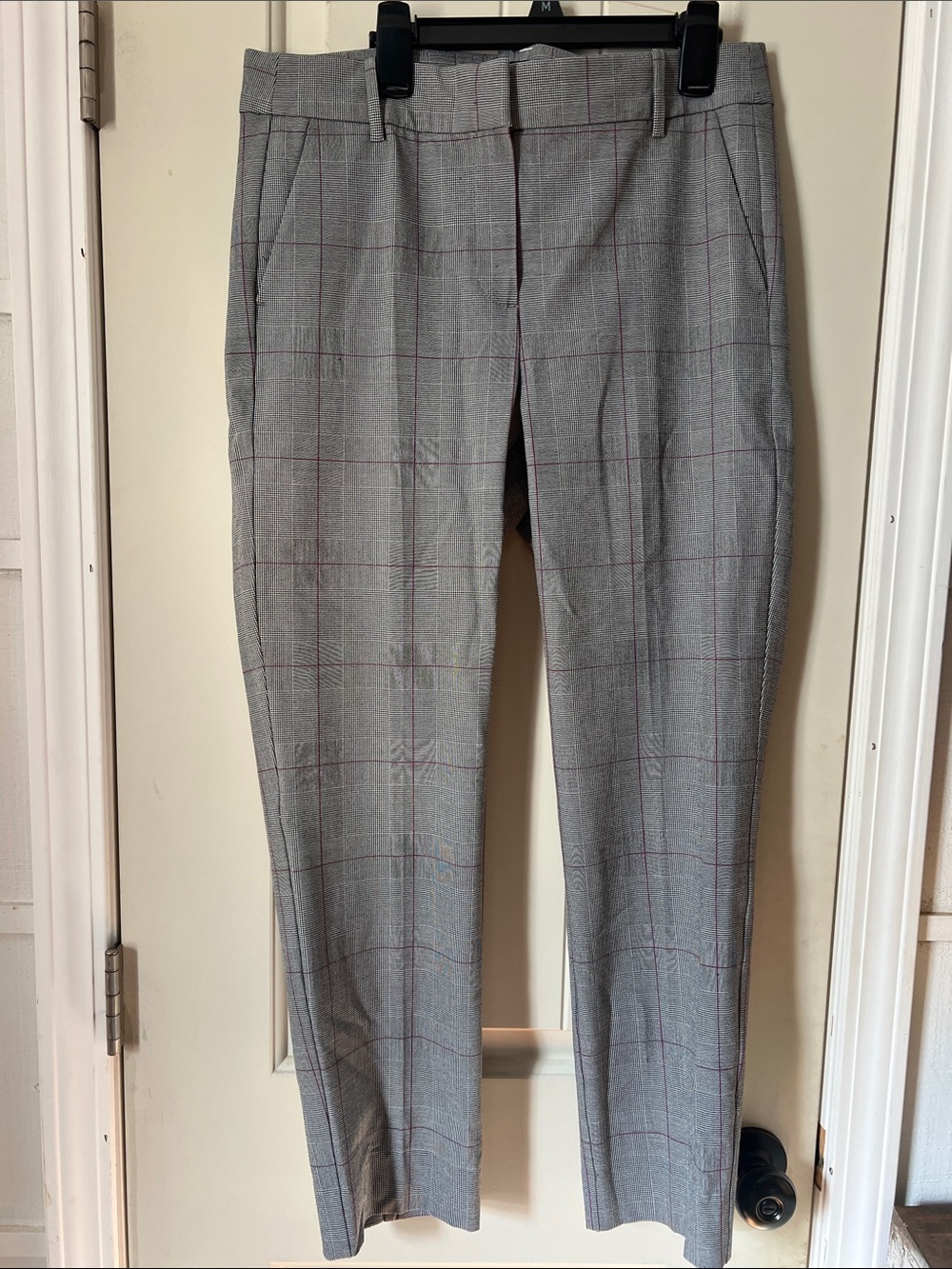 J. Crew Gray Plaid Ankle Pants with Red Windowpane